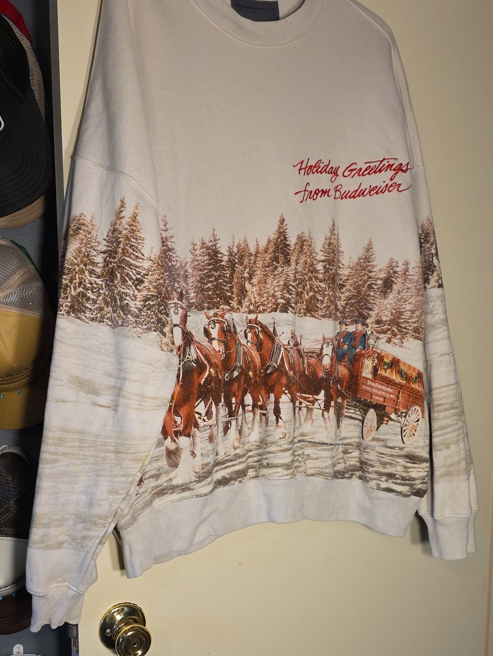 Budweiser White Holiday Crewneck Sweater